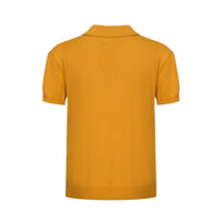 Men's 70s Golden Knit Polo – Retro Stripe Panel Shirt