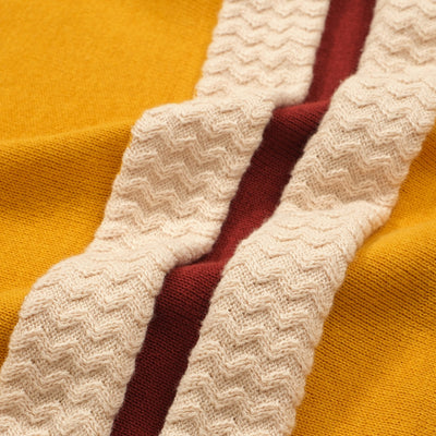 Men's Light Yellow Knit Polo With Red Wine & Off White Stripe