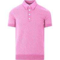 Men's Green Zigzag Knit Polo Shirt – 60s Mod Chevron Pattern