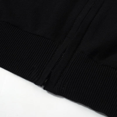 Heren Casual jaren 1960 Mod Style Racing Stripe Zip gebreid zwart retro vest met lange mouwen