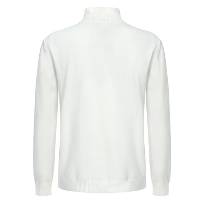 Pull Col Roulé Classic Retro Racing Homme Blanc