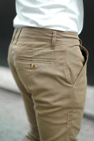 Casual camelkleurige chino voor heren