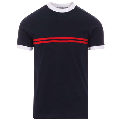 OXKNIT Men Vintage Clothing 1970s Mod Style Casual Double Red Striped Retro T-Shirt