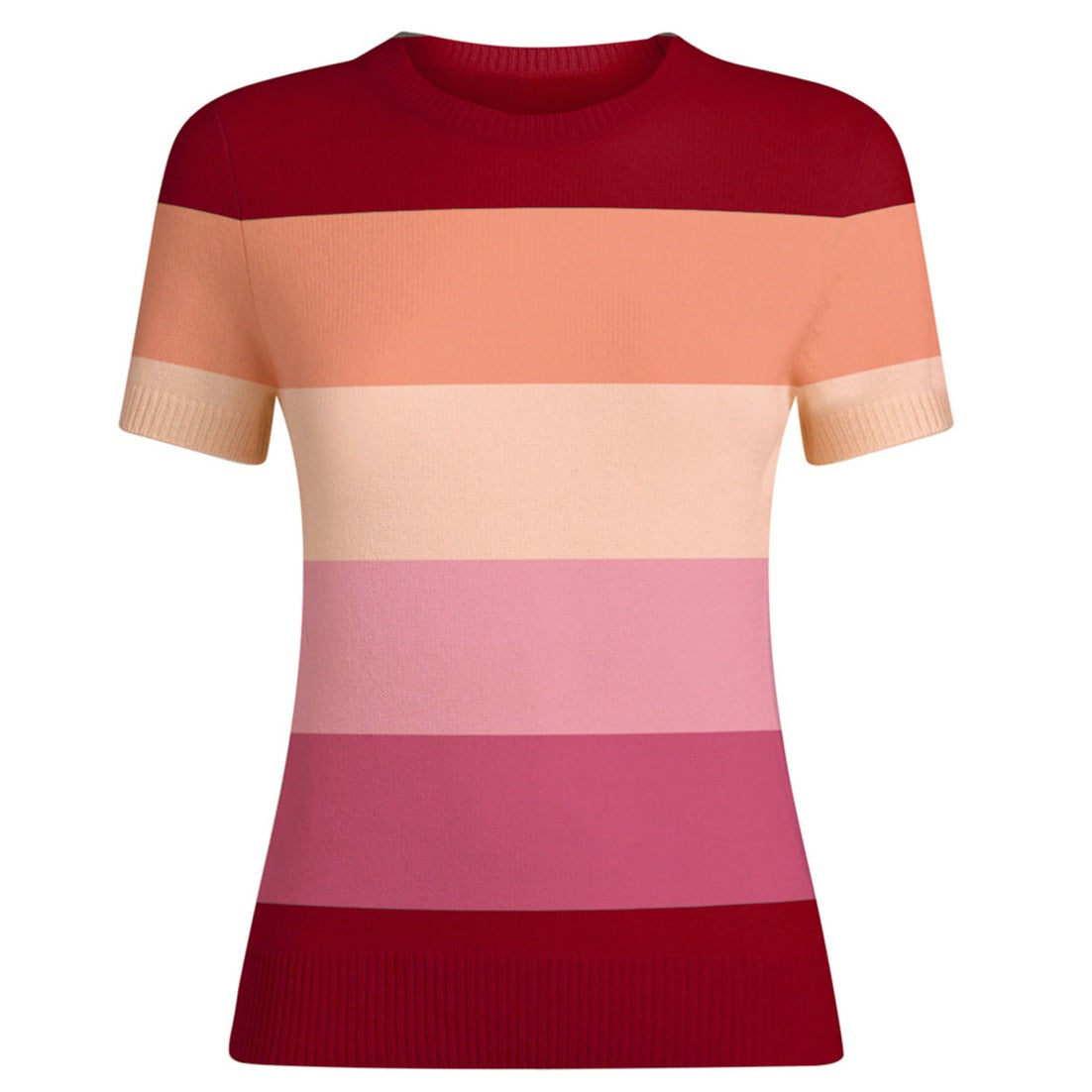 Pull Femme Bubble Orange Tricoté Manches Courtes