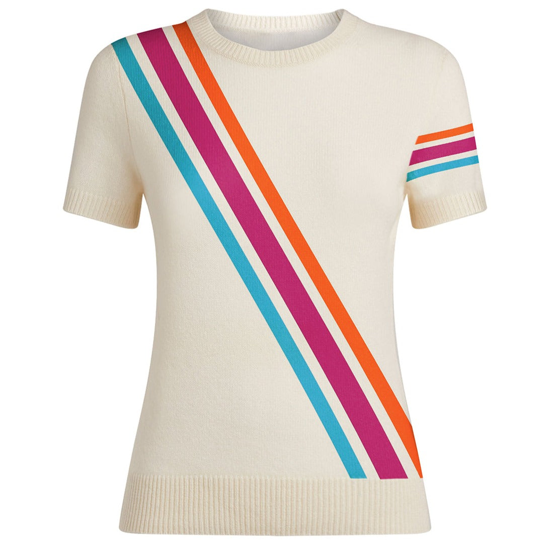 Pull Femme Bubble Orange Tricoté Manches Courtes